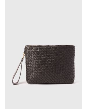Whistles Avah Woven Zip Clutch - Black