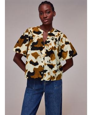 Whistles Cow Print Izzy Trapeze Top - Blue