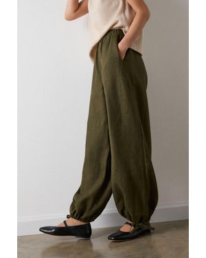 Whistles Linen Balloon Hem Trousers - Green