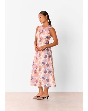 Whistles Petite Floral Textured Midi Dress - White