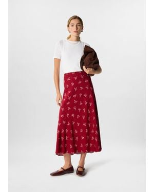 Whistles Floral Fit And Flare Midi Skirt - Red