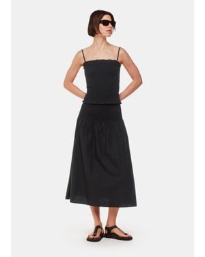 Whistles Louisa Smocked Midi Skirt - White