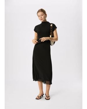 Whistles Jersey Sheer Underlayer Dress - Black
