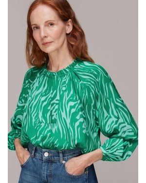 Whistles Tiger Print Blouse - Green