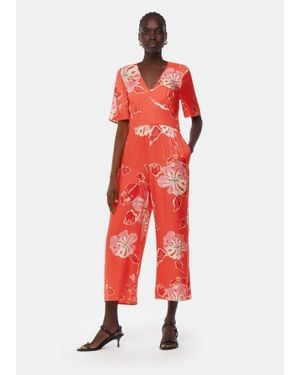 Whistles Hibiscus Print Aimee Jumpsuit - Red