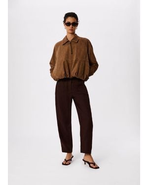 Whistles Linen Barrel Leg Trouser - Brown