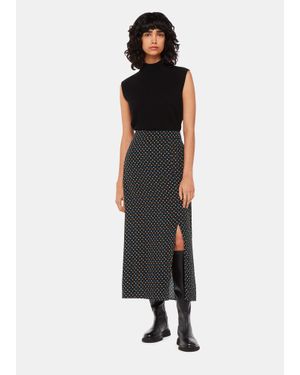 Whistles Scattered Hearts Midi Skirt - Black
