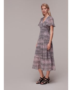 Whistles Tiger Dobby Midi Dress - Multicolour
