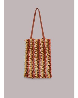 Whistles Chaya Striped Crochet Tote Bag - Multicolour