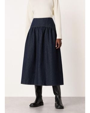 Whistles Waisted Midi Skirt - Blue