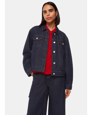 Whistles Relaxed Denim Jacket With Pockets - Blue