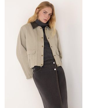 Whistles Casual Contrast Collar Jacket - Natural