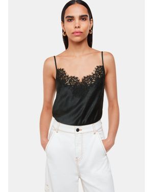Whistles Lace Trim Cami Top - Black