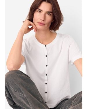 Whistles Round Neck Button Up Tee - White