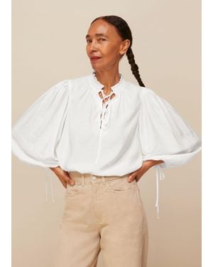 Whistles Tie Neck Detail Blouse - White
