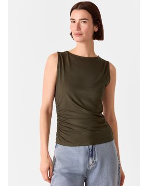 Whistles Gathered Side Detail Top - Green