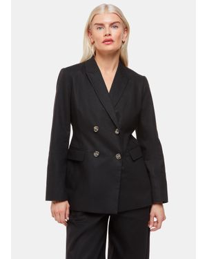 Whistles Petite Lindsey Linen Blend Blazer - Black