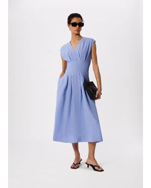 Whistles Panel Linen Blend Dress - Blue