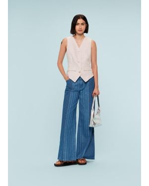 Whistles Patchwork Vertical Stripe Jean - Blue