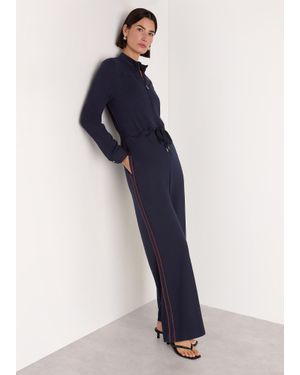 Whistles Ponte Side Stripe Jumpsuit - Blue