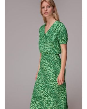 Whistles Leopard Petals Bias Cut Skirt - Green
