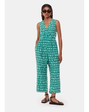 Whistles Petite Linked Smudge Lorna Jumpsuit - Green