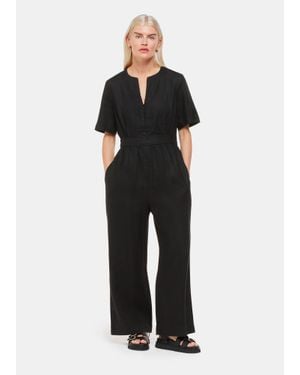 Whistles Petite Cosima Linen Jumpsuit - Black