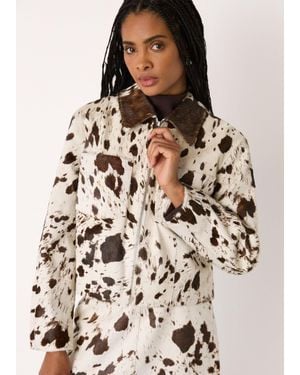 Whistles Cow Print Zip Jacket - Natural