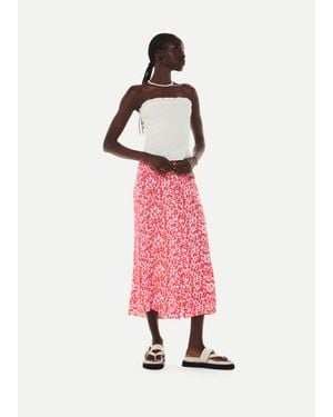 Whistles Blurred Strokes Button Skirt - Pink