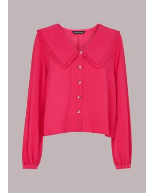 Whistles Oversized Collar Top - Pink