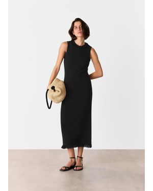 Whistles Fringe Detail Knitted Dress - Black