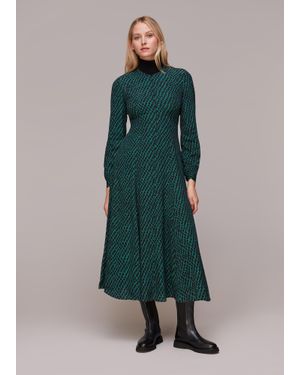 Whistles Brushed Geo Print Midi Dress - Green