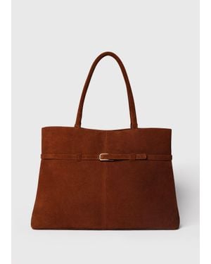 Whistles Noelle Suede Buckle Tote Bag - Brown