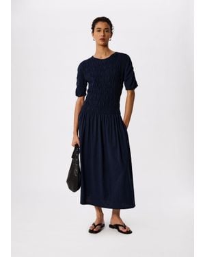 Whistles Jersey Shirred Midi Dress - Blue