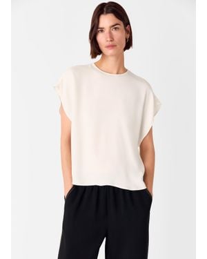 Whistles Short Sleeve Crepe Shell Top - White