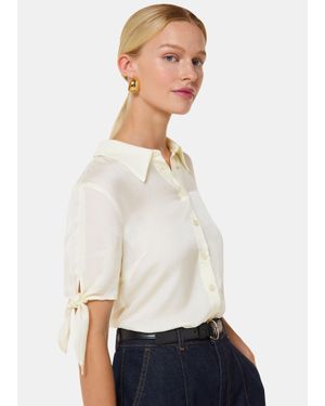 Whistles Lyla Bow Sleeve Shirt - White