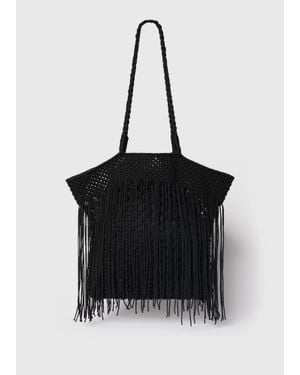 Whistles Crochet Fringe Bag - Black