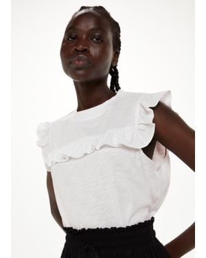 Whistles Cotton Yoke Frill Tank - White