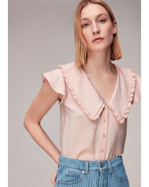 Whistles Short Sleeve Collar Top - Natural