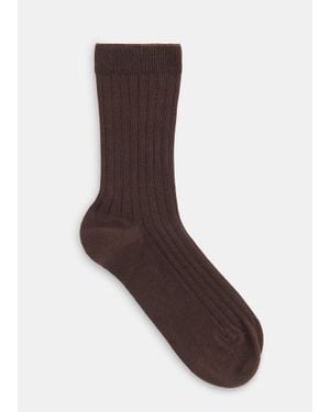Whistles Classic Ribbed Socks - Brown