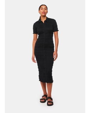 Whistles Monique Shirred Midi Dress - Black