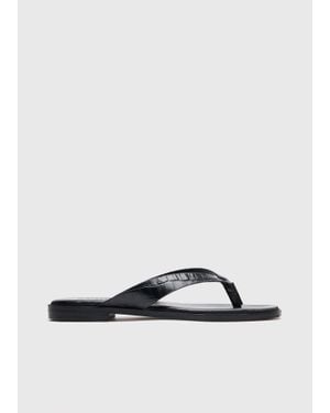 Whistles Croc Embossed Flip Flop - Black