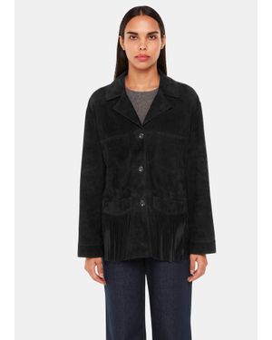 Whistles Lani Tassel Suede Jacket - Black