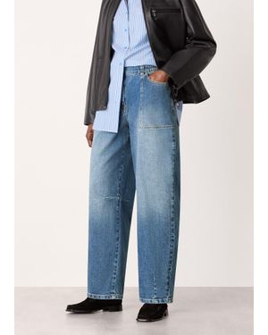 Whistles Petite Elasticated Waist Barrel Jean - Blue