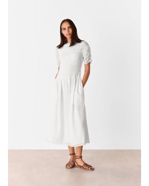 Whistles Avery Smocked Dress - White