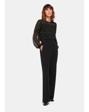 Whistles Speckled Polka Dot Shirred Top - Black