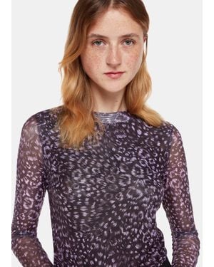Whistles Feather Leopard Mesh Top - Blue