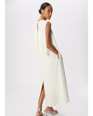 Whistles Fringe Back Midi Dress - White