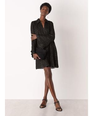 Whistles Metallic Dobby Mini Dress - Black