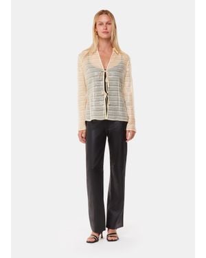 Whistles Sequin Tie Front Top - White